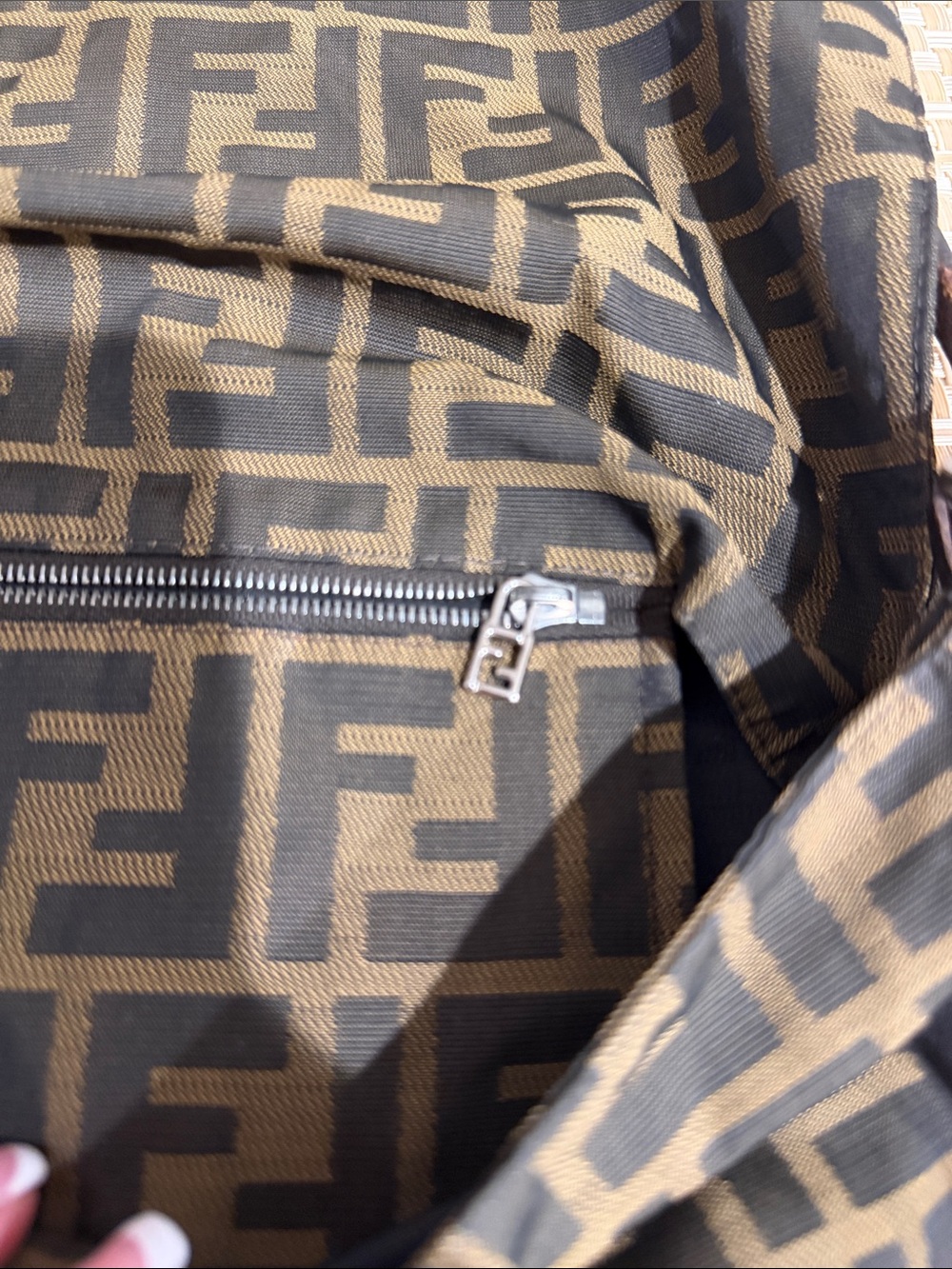 Fendi Brown and Black FF Monogram Tote with Leather Trim - Picture 9 of 13